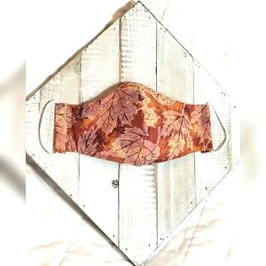 Rust Colored Leaf Face Mask Reversible Triple Layer Filter NWT